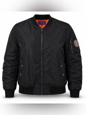 Madden Girl Black Bomber Jacket MA-1 Style Orange Lining Oversized 3XL